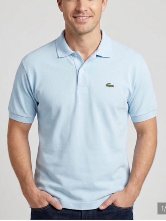 Lacoste Other - LACOSTE Vintage 90s Pale Blue Piqué Polo Shirt Crocodile Logo XL